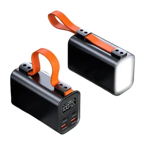 PW03 50000 Mah Powerbank Işıklı Çoklu Kablolu Hızlı Şarj Dijital Göstergeli Type-c Lightning Usb Taşınabilir Şarj Cihazı Fener Özellikli