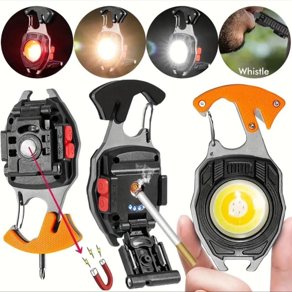7 Modlu Şarjlı Mini LED Lamba Anahtarlık ve Çakmak